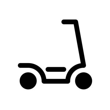 Elektrikli scooter siyah glyph ui simgesi. Kiralık konum. Çevre dostu nakliye aracı. Kullanıcı arayüzü tasarımı. Beyaz uzayda siluet sembolü. Ağ ve cep telefonu için sağlam bir resim. İzole vektör illüstrasyonu