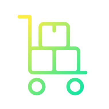 Piksel pikselli palet kamyonu mükemmel gradyan ui simgesi. Depo ekipmanları. Teslimat servisi. Satır rengi kullanıcı arayüzü sembolü. Modern tarz pictogram. Vektör izole edilmiş taslak çizimi