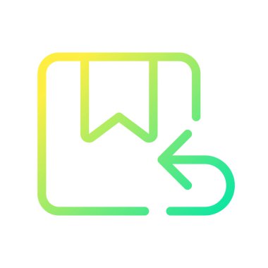 Paket pikselini mükemmel gradyan ui simgesine döndür. Posta idaresi. Lojistik ve dağıtım. Satır rengi kullanıcı arayüzü sembolü. Modern tarz pictogram. Vektör izole edilmiş taslak çizimi