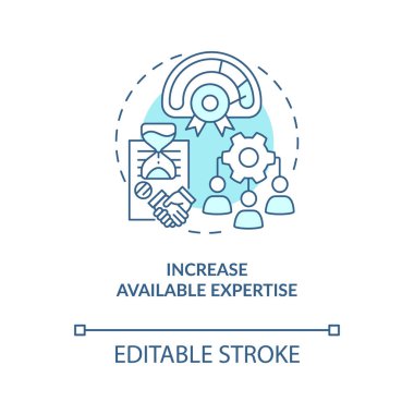 Kullanılabilir turkuaz konsept simgesini yükselt. İş için dış kaynak kullanımı soyut fikir ince çizgi çizimi. İzole bir taslak çizim. Düzenlenebilir felç. Arial, Myriad Pro-Kalın yazı tipleri