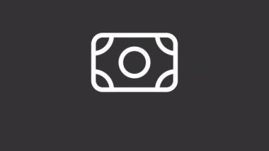 Animasyon nota beyaz çizgi ui simgesi seti. Banka hesap özellikleri. Şeffaf arkaplanda alfa kanalı olan kusursuz HD video. Gece modu için izole edilmiş kullanıcı arayüzü hareketli grafik tasarımı