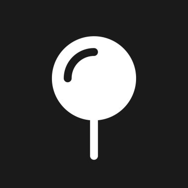 Yuvarlak basınçlı koyu mod glyph ui simgesi. Konumu vurgula. Kullanıcı arayüzü tasarımı. Siyah uzayda beyaz siluet sembolü. Ağ ve cep telefonu için sağlam bir resim. Vektör izole illüstrasyonu