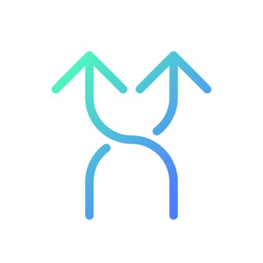 Karayolu kavşağı okları piksel mükemmel gradyan ui simgesi. Hedefe ulaşılıyor. Yol tabelası. Satır rengi kullanıcı arayüzü sembolü. Modern tarz pictogram. Vektör izole edilmiş taslak çizimi