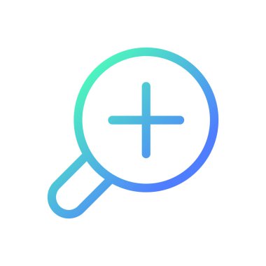 Harita pikseli için büyüteç ve mükemmel gradyan ui simgesi. Büyüteç. Metni yakınlaştır. Satır rengi kullanıcı arayüzü sembolü. Modern tarz pictogram. Vektör izole edilmiş taslak çizimi