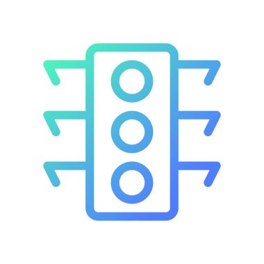 Trafik ışığı pikseli mükemmel gradyan doğrusal ui simgesi. Kesişme noktası. İşaretler. GPS navigasyonu. Satır rengi kullanıcı arayüzü sembolü. Modern tarz pictogram. Vektör izole edilmiş taslak çizimi