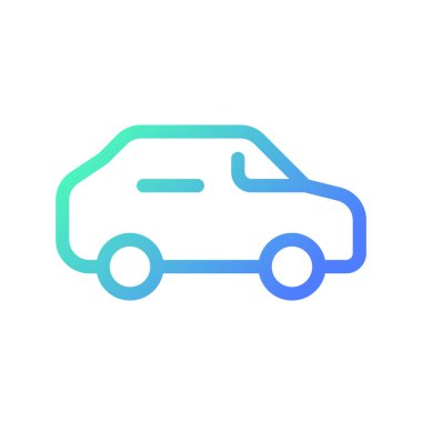 Otomobil pikseli mükemmel gradyan ui simgesi. Araba sürüyorum. Yolcu aracı. Ulaşım modu. Satır rengi kullanıcı arayüzü sembolü. Modern tarz pictogram. Vektör izole edilmiş taslak çizimi