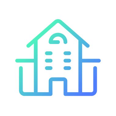 Dairelerin konumu piksel mükemmel gradyan ui simgesi. Okul, üniversite. Kiralık ev. GPS. Satır rengi kullanıcı arayüzü sembolü. Modern tarz pictogram. Vektör izole edilmiş taslak çizimi