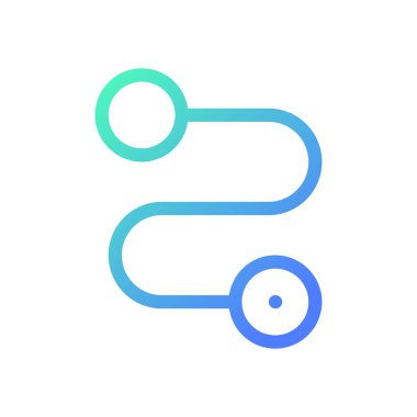 Seyahat güzergahı pikseli mükemmel gradyan ui simgesi. İki nokta arasındaki mesafe. GPS navigasyonu. Satır rengi kullanıcı arayüzü sembolü. Modern tarz pictogram. Vektör izole edilmiş taslak çizimi