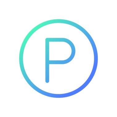 Park yeri pikseli mükemmel gradyan ui simgesi. Garajı bul. GPS navigasyonu. Haritada ara. Satır rengi kullanıcı arayüzü sembolü. Modern tarz pictogram. Vektör izole edilmiş taslak çizimi