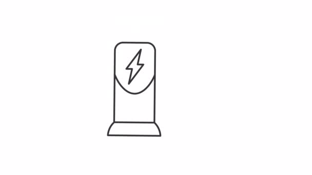アニメーション充電システムリニアアイコン 力を横から伝える Ev充電器ステーション 透明背景にアルファチャンネルとシームレスなループHdビデオ グラフィックアニメーション — ストック動画