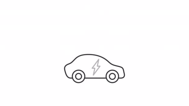 Линейная Иконка Времени Зарядки Анимированного Скорость Время Измерения Зарядки Электромобиля — стоковое видео