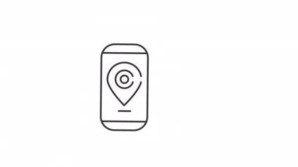 Линейный Значок Анимированного Приложения Зарядки Проверьте Наличие Зарядной Станции Смартфоне — стоковое видео