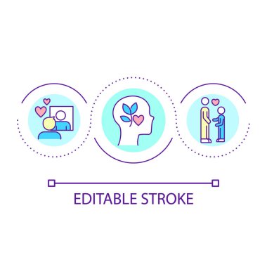 Çocuk Akıl Sağlığı Döngüsü konseptini geliştiriyorum. Duygusal ve sosyal açıdan soyut bir fikir geliştirmek ince çizgi çizimi. İzole bir taslak çizim. Düzenlenebilir felç. Kullanılan Arial yazı tipi