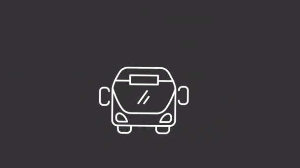 Ícone Linha Branca Trânsito Animado Autocarros Eléctricos Caminho Demanda Eletricidade — Vídeo de Stock