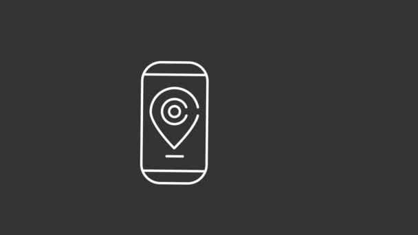 Animované Stanice App Bílá Čára Ikona Mobilní Telefon Konektor Aplikace — Stock video