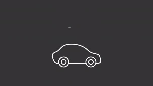 Мультипликационная Иконка Белой Линии Заправьте Аккумулятор Дороге Полностью Перезаряженный Автомобиль — стоковое видео