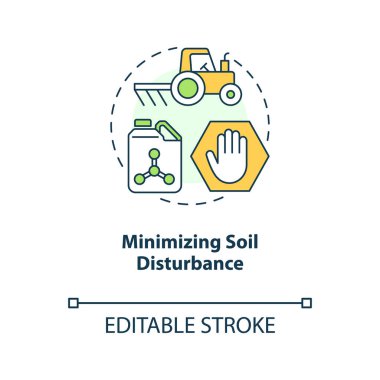 Toprak bozulması konsepti simgesi en aza indirgeniyor. Yenilenme prensibi soyut tarım fikri ince çizgi çizimi. İzole bir taslak çizim. Düzenlenebilir felç. Arial, Myriad Pro-Kalın yazı tipleri