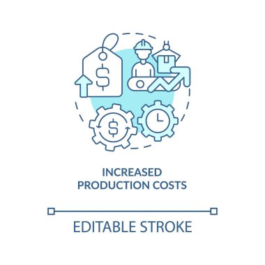 Artan üretim maliyeti mavi konsept ikonu. Fiyat artışı için ortak sebep soyut fikir ince çizgi çizimi. İzole bir taslak çizim. Düzenlenebilir felç. Arial, Myriad Pro-Kalın yazı tipleri