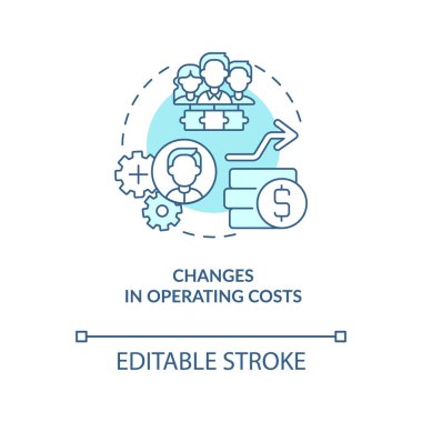 İşletimdeki değişiklikler mavi konsept simgesine mal olur. Fiyat artışı için ortak sebep soyut fikir ince çizgi çizimi. İzole bir taslak çizim. Düzenlenebilir felç. Arial, Myriad Pro-Kalın yazı tipleri