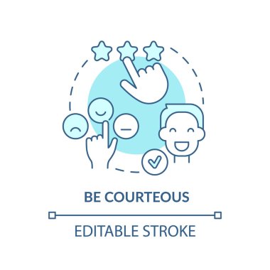 Nazik turkuaz konsept ikonu ol. Müşteri hizmetleri temsilcisinin tekniği soyut fikir ince çizgi çizimi. İzole bir taslak çizim. Düzenlenebilir felç. Arial, Myriad Pro-Kalın yazı tipleri