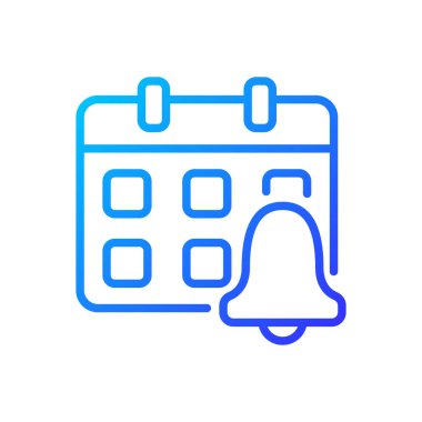 Olay hatırlatma pikseli mükemmel gradyan vektör simgesi. Zille takvim. Güncelleme alarmı. Teslim tarihi bildirimi. İnce çizgi renk sembolü. Modern tarz pictogram. Vektör izole çizimi