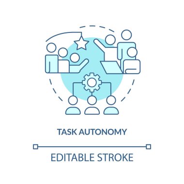 Görev özerkliği turkuaz konsept simgesi. Takım için teşvik. Proje planlaması soyut fikir ince çizgi çiziminden yararlanır. İzole bir taslak çizim. Düzenlenebilir felç. Arial, Myriad Pro-Kalın yazı tipleri