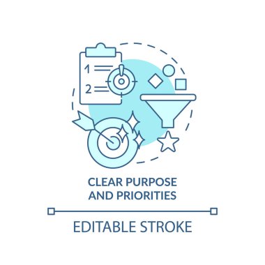 Açık amaç ve öncelikler turkuaz konsept simgesi. Hükümet dönüşümü soyut fikir ince çizgi çizimi. İzole bir taslak çizim. Düzenlenebilir felç. Arial, Myriad Pro-Kalın yazı tipleri