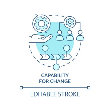 Turkuaz konsept simgesini değiştirme yeteneği. Hükümet dönüşüm disiplini soyut fikir ince çizgi çizimi. İzole bir taslak çizim. Düzenlenebilir felç. Arial, Myriad Pro-Kalın yazı tipleri