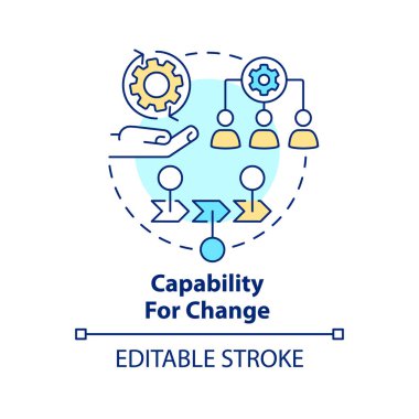 Konsept simgesini değiştirme yeteneği. Hükümet dönüşüm disiplini soyut fikir ince çizgi çizimi. İzole bir taslak çizim. Düzenlenebilir felç. Arial, Myriad Pro-Kalın yazı tipleri