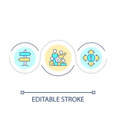 Şirket geliştirme yolları döngü konsepti simgesini seçin. Etkili takım çalışması. Ticari strateji oluşturmak soyut fikir ince çizgi çizimi. İzole bir taslak çizim. Düzenlenebilir felç. Kullanılan Arial yazı tipi
