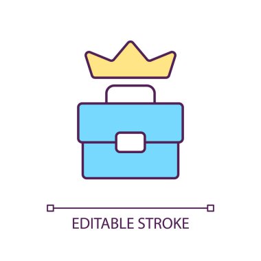 En iyi iş fikri RGB renk simgesi. Prestijli bir iş. Özel lüks marka. Şirketin CEO 'su. İzole vektör çizimi. Basit bir çizgi çizimi. Düzenlenebilir felç. Kullanılan Arial yazı tipi