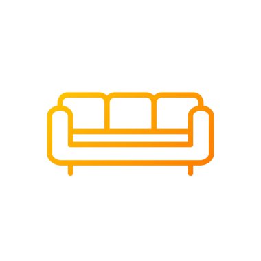 Koltuk pikseli mükemmel gradyan doğrusal vektör simgesi. Bölgesel deri kanepe. Oturma odası için mobilya. Ev eşyaları. İnce çizgi renk sembolü. Modern tarz pictogram. Vektör izole çizimi