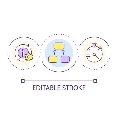 Paket verileri döngü konsepti simgesini bir araya getir. Hızlı bilgi işleme. Bilgisayar bilimi soyut fikir ince çizgi çizimi. Kod yazılıyor. İzole bir taslak çizim. Düzenlenebilir felç. Kullanılan Arial yazı tipi
