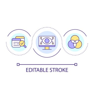 Veri şeffaflığı döngüsü konsepti simgesi. Bilgisayar bilimi soyut fikir ince çizgi çizimi. Kod yazılıyor. Bilgi ulaşılabilirliği. İzole bir taslak çizim. Düzenlenebilir felç. Kullanılan Arial yazı tipi