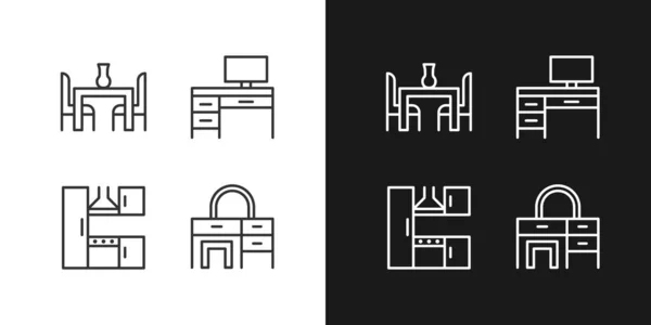 Purchasing Furniture Pixel Perfect Linear Icons Set Dark Light Mode — 스톡 벡터