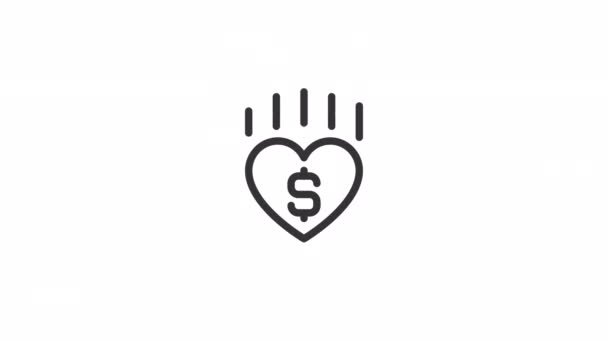 Animovaná Charitativní Lineární Ikona Darování Peněz Ukrajině Finanční Příspěvky Bezešvé — Stock video