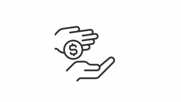 Animiertes Lineares Symbol Für Mikrospenden Geldspenden Finanzierung Für Gemeinnützige Organisationen — Stockvideo
