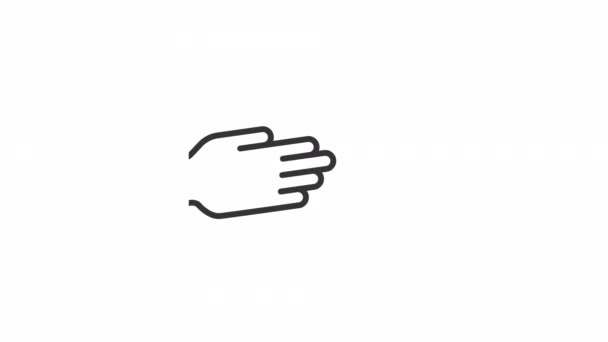 Κινούμενο Δεξί Γραμμικό Εικονίδιο Ανοιχτή Παλάμη Τεντώνω Χέρι Χειρονομία Λεκτική — Αρχείο Βίντεο
