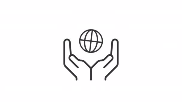 Animated Nonprofits Linear Icon Humanitarian Mission World Charitable Organization Seamless — Vídeo de stock