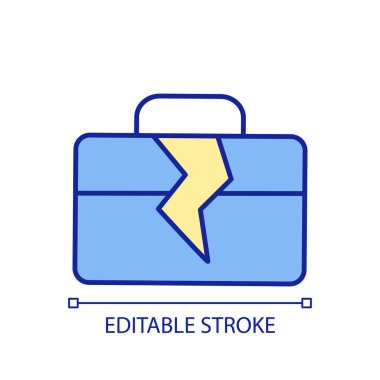 İşsizlik RGB renk simgesi. Kariyer sorunları. İş meseleleri. Kovulmuş bir çalışan. Adam alımı. İş krizi. İzole vektör çizimi. Basit bir çizgi çizimi. Düzenlenebilir vuruş