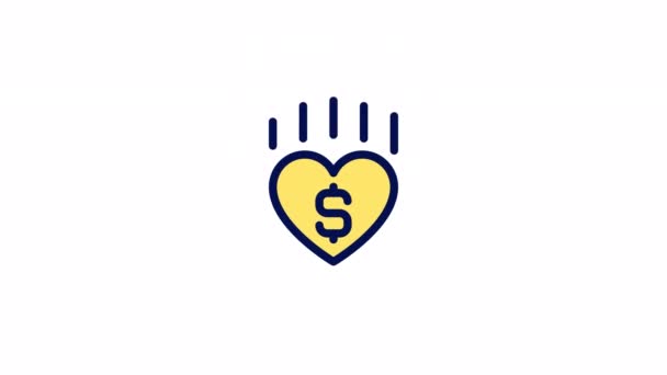 Animerad Välgörenhets Färg Ikon Donera Pengar Till Ukraina Ekonomiskt Stöd — Stockvideo