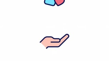 Canlandırılmış bağış renk simgeleri. Finansal yardım. İnsani yardım organizasyonu. Şeffaf arkaplanda alfa kanalı olan kusursuz HD video. Basit doldurulmuş çizgi hareketi grafik canlandırma paketi