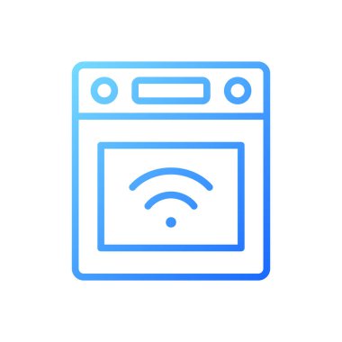 Akıllı fırın pikseli mükemmel gradyan vektör simgesi. Mutfak aletleri. Otomatik özellikler. Yemek pişirmek için bir alet. Boş ver. İnce çizgi renk sembolü. Modern tarz pictogram. Vektör izole çizimi