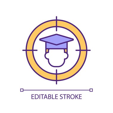 Öğrenci merkezli öğrenme RGB renk simgesi. Öğrenme yaklaşımı. Lise ve üniversite eğitimi. Ek kurslar. İzole vektör çizimi. Basit bir çizgi çizimi. Düzenlenebilir vuruş