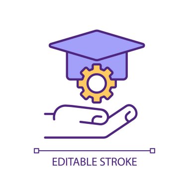 Öğrenci hesap ayarları RGB renk simgesi. Kişisel özelleştirme. Lise platformu ayarlaması. Öğrenme yönetim sistemi. İzole vektör çizimi. Basit bir çizgi çizimi. Düzenlenebilir vuruş