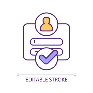 Hesap erişimi RGB renk simgesi. Sosyal medya profiline giriş yap. Kullanıcı kişisel bilgi gizliliği. Parolayı girin. İzole vektör çizimi. Basit bir çizgi çizimi. Düzenlenebilir vuruş