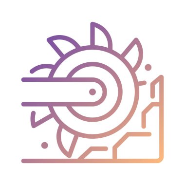 Kova tekerleği kazıcı piksel mükemmel gradyan doğrusal vektör simgesi. Büyük, ağır ekipman makinesi. Motorlu araç. İnce çizgi renk sembolü. Modern tarz pictogram. Vektör izole çizimi