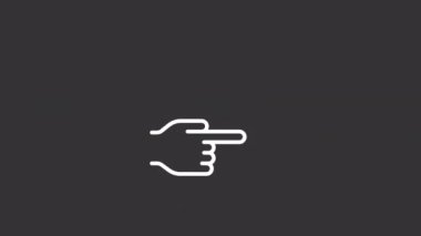 Animated click white line icon. Choose option. Index finger pointing. Look forward. Seamless loop HD video with alpha channel on transparent background. Motion graphic design for night mode