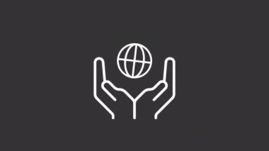 Animated nonprofits white line icon. Humanitarian mission. Charitable organization. Seamless loop HD video with alpha channel on transparent background. Motion graphic design for night mode
