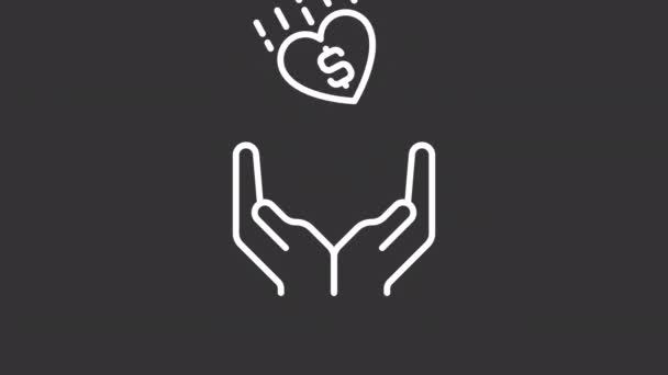 Animated Donor White Line Icon Nonprofit Organization Philanthropy Fundraising Idea — Stockvideo